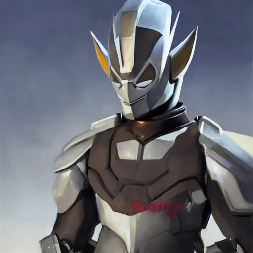 Image similar to greg manchess portrait painting of armored spiderman ultraman grey fox from metal gear cyborg gay japanese - american hybrid as overwatch character, medium shot, asymmetrical, profile picture, organic painting, sunny day, matte painting, bold shapes, hard edges, street art, trending on artstation, by huang guangjian and ail elvgren and sachin teng