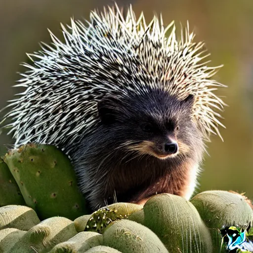 Prompt: cactus porcupine, photography,