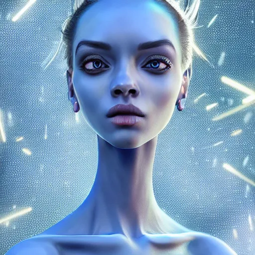 Image similar to portrait of a blue alien girl, digital art, highly detailed, concept art, intricate, sharp focus, Trending on Artstation HQ, deviantart, unreal engine 5, 4K UHD image