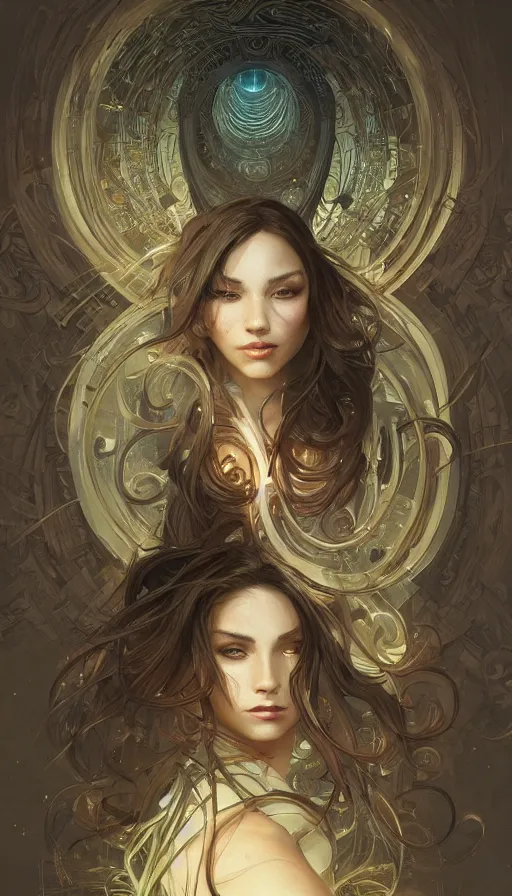 Image similar to time, fibonacci, sweat drops, insane, intricate, highly detailed, digital painting, artstation, concept art, smooth, sharp focus, illustration, Unreal Engine 5, 8K, art by artgerm and greg rutkowski and alphonse mucha