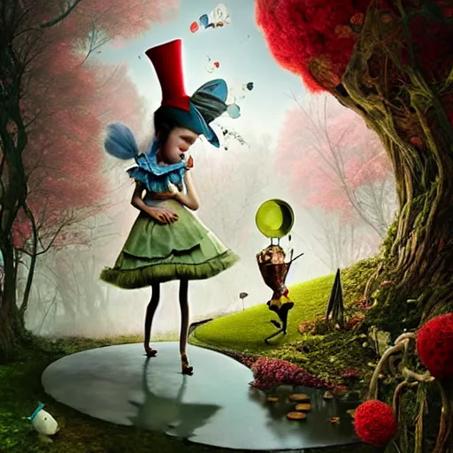 Image similar to alice in wonderland, by ray caesar and vincent callebaut and craola, trending on artstation hq, deviantart, pinterest, 4 k uhd image