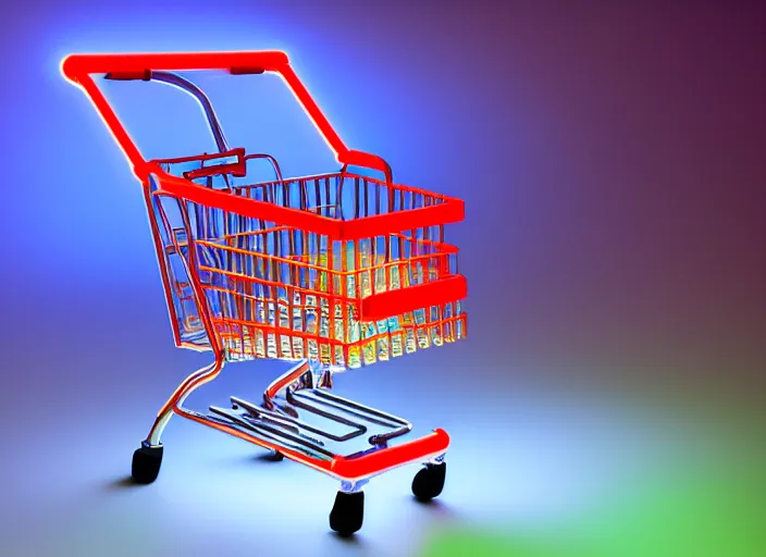 Prompt: gamer shopping cart, rgb neon lights, high resolution, high detail, 8 k