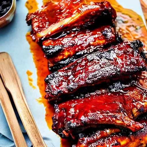 Prompt: bbq ribs, cookbook photo, good composition