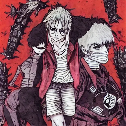 Image similar to playboi carti rapper in the style of dorohedoro