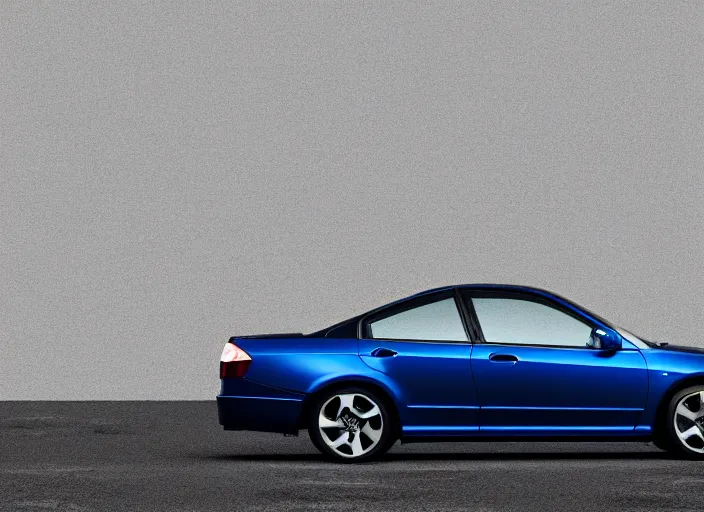 Prompt: blue 2 0 0 3 honda accord parked near a grey brick garage at sunrise, oil! puddle! under car, concept art, octane render, unreal engine 5, trending on artstation, high quality, 8 k, soft lighting, path traced, hyperrealistic, highly detailed, digital art, symmetrical, cinematic, high coherence, godrays