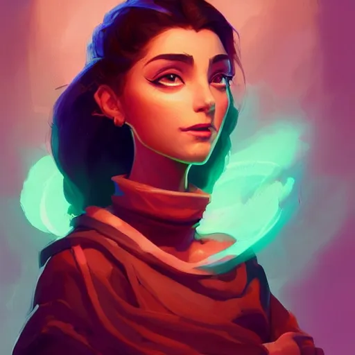 Image similar to portrait of a beautiful woman, maya ali mage, gloomhaven, dynamic lighting, gaudy colors, octane render aesthetic, matte painting concept art, official fanart behance hd artstation by jesper ejsing, by rhads and makoto shinkai and lois van baarle and ilya kuvshinov and rossdraws