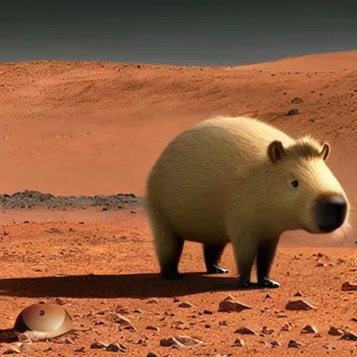 Prompt: Pixar movie about capybaras on Mars