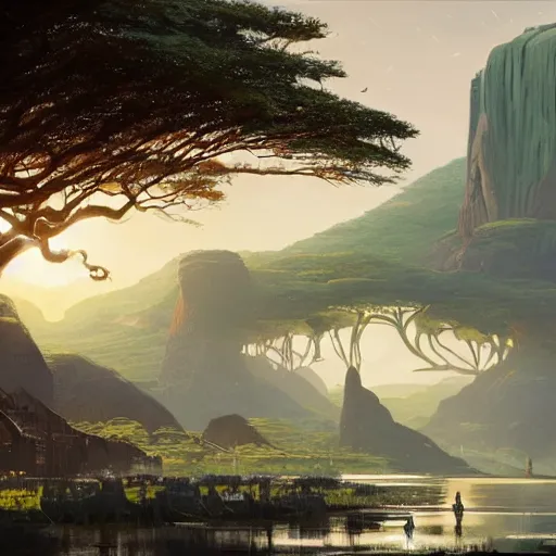 Prompt: Beautiful scenery of Wakanda, highly detailed, concept art, by Greg Rutkowski