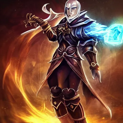 Prompt: a fantasy knight, style of arcane tv series, style of league of legends