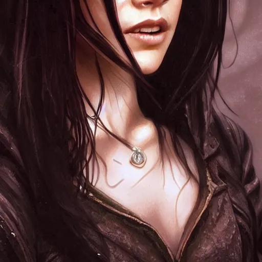 Prompt: beautiful Marie Avgeropoulos as Rosemarie Hathaway from Vampire Academy movie as GTA character, vampires fantasy, closeup, D&D, intricate, elegant, highly detailed, digital painting, artstation, concept art, matte, sharp focus, illustration, art by Artgerm and Greg Rutkowski and Alphonse Mucha