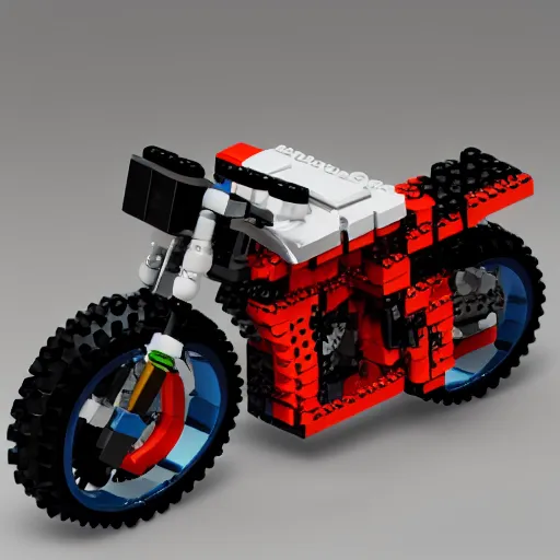 Image similar to motorcycle lego set, global illumination, photorealistic