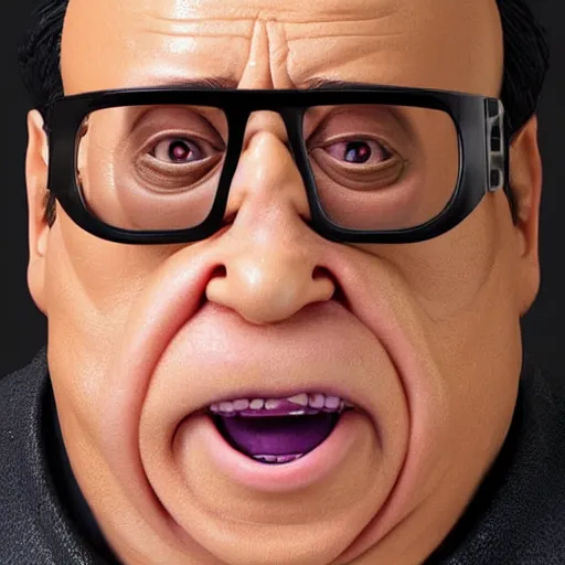 Image similar to hyperrealistic mixed media realistic sculpture of danny devito in ghostbusters, stunning 3 d render inspired art by xiang duan and thomas eakes, perfect facial symmetry, hyper realistic texture, realistic, highly detailed attributes and atmosphere, dim volumetric cinematic lighting, 8 k octane detailed render, post - processing, masterpiece,
