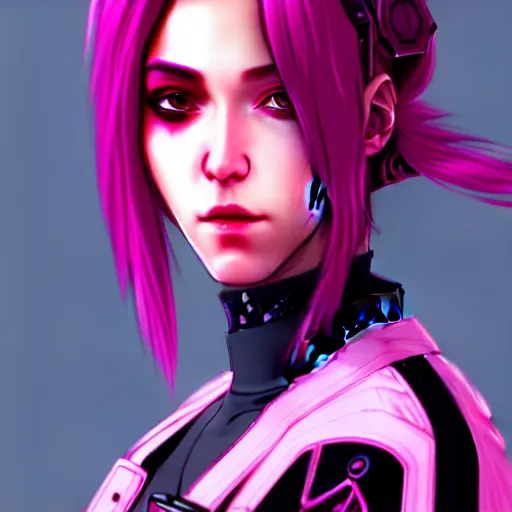 Image similar to female cyberpunk in pink and black, very detailed, realistic face, detailed face, matte, tonemapping, bbwchan, perfection, 4 k, cushart krenz