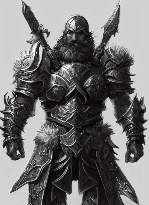 Image similar to a highly detailed illustration of furious rough bearded paladin wearing worn down silver armor, standing heroically war cry pose, intricate, elegant, highly detailed, centered, digital painting, artstation, concept art, smooth, sharp focus, league of legends concept art, WLOP