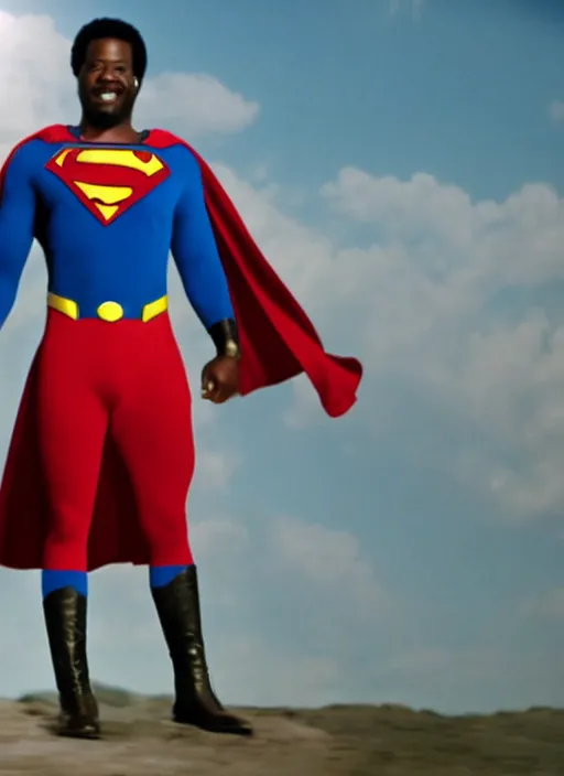 Image similar to film still of Afroman as Superman in Superman, 4k