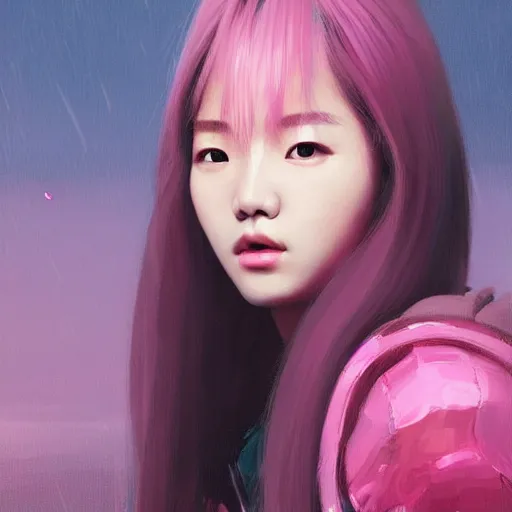 Prompt: “ a portrait of lee chae dam from blackpink, rainy background, pink bright art masterpiece artstation. 8 k, sharp high quality artwork in style of jose daniel cabrera pena and greg rutkowski, concept art by tooth wu, hearthstone card game artwork. ”