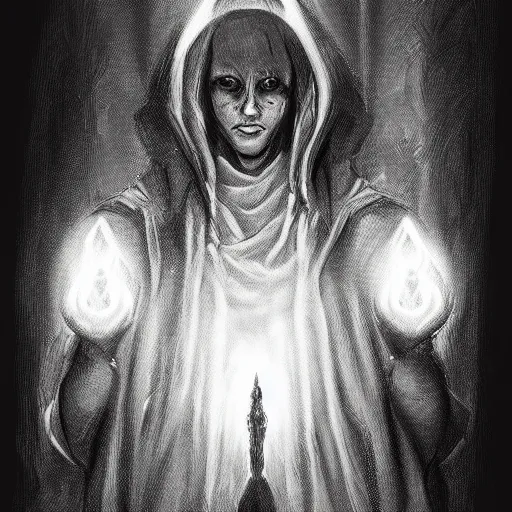 Prompt: concept art of a cultist in dark robes, lovecraftian elements, good illumination, detailed, intricate, artstation