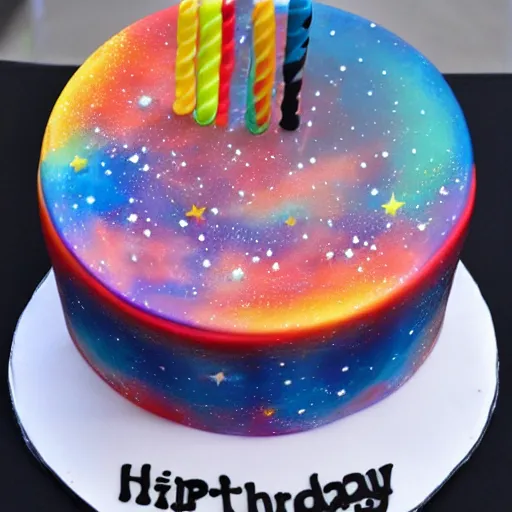 Image similar to birthday cake with a universe inside