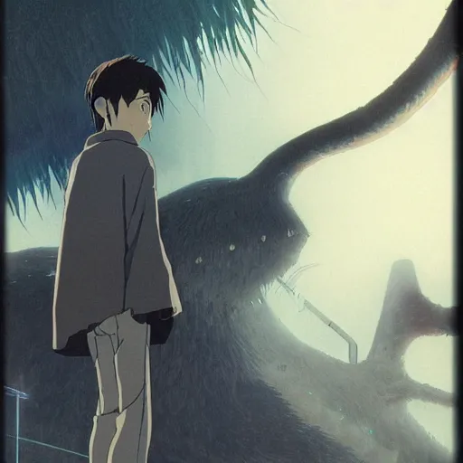 Prompt: film still long beard, gloomy look, art by Dice Tsutsumi, Makoto Shinkai, Studio Ghibli, playstation 2 printed game poster cover, cover art, poster, poster!!!