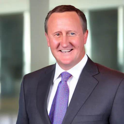 Image similar to a beautiful studio photo portrait of john key, happy and smiling