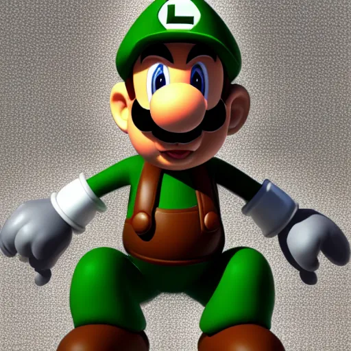 Image similar to luigi from super mario bros., a computer rendering by h. r. giger, trending on zbrush central, neoplasticism, zbrush, reimagined by industrial light and magic, # vfxfriday