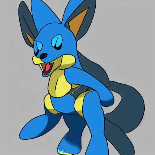 Prompt: Lucario from Pokemon, cartoon shading, sharp focus, trending on furaffinity