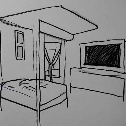 Image similar to room drawn by andrew domachowski