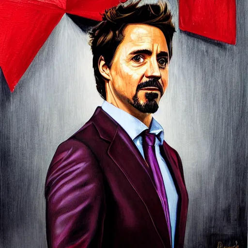 Image similar to portrait of justin trudeau or robert downey junior by greg ruthkowski