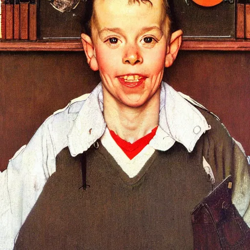 Prompt: a portrait by norman rockwell