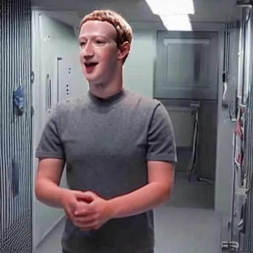 Image similar to mark zuckerberg awakening from his alien cryogenic chamber with slimy feeding tubes attached. science fiction movie.