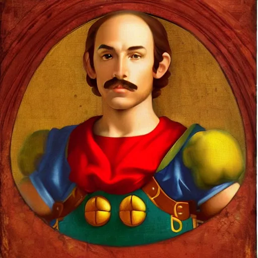 Prompt: a beautiful portrait of super - mario!!!!!! renaissance painting by da vinci featured on artstation