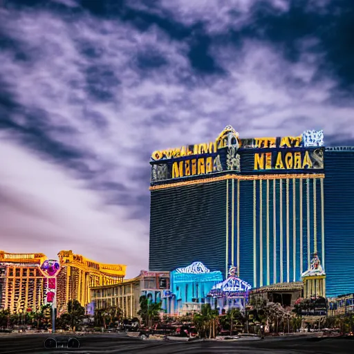 Image similar to Las Vegas in the apocalypse, (Sony a7R IV, symmetric balance, polarizing filter, Photolab, Lightroom, 4K, Dolby Vision, Photography Award)