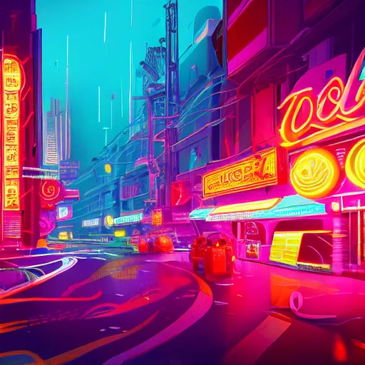 Image similar to colorfull futurism, neon lights, cyberpunk, sweets, macaron, donuts, 4k, hyperrealistic, focused, extreme details, cinematic