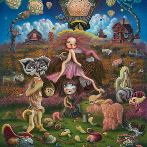 Image similar to spirits frolic painting by Mark Ryden and Todd Schorr highly detailed