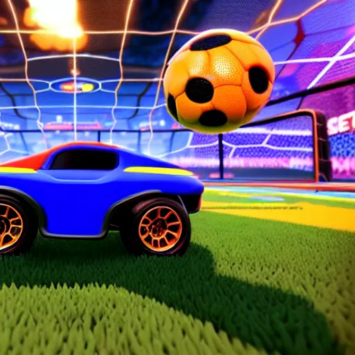 Prompt: fall guys bean on rocket league