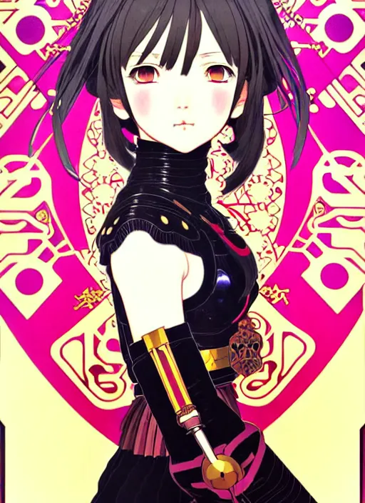 Image similar to ilya kuvshinov anime knight girl in ornate armor, last exile, murata range, fine detail, perfect anime face, dramatic lighting, dynamic composition, gustav klimt, art deco, cel shading, vivid, rich texture, ( ( ( yoshinari yoh ) ) ), alphonse mucha, ( ( ( colorful ) ) ),