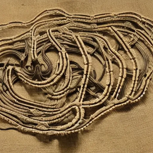 Prompt: a snake skeleton with vines woven through it