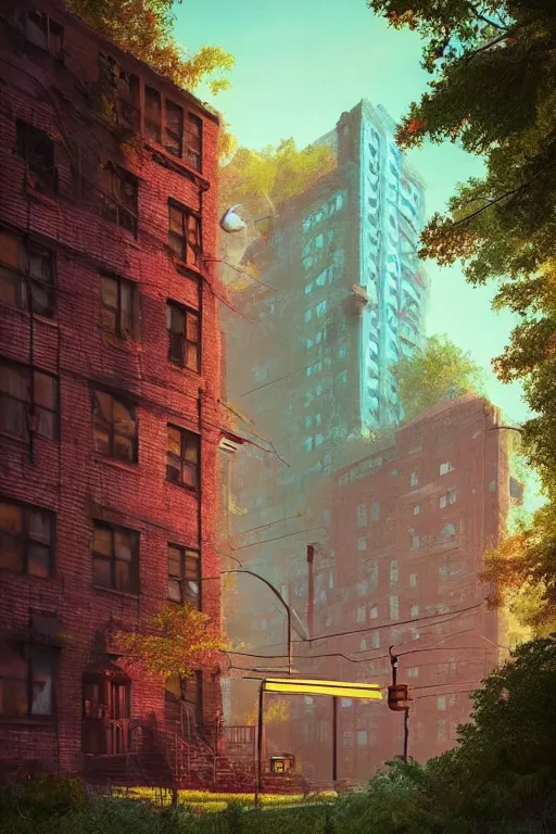 Image similar to (((((a ramshackle manhattan brick brownstone deep in the forest))))) by Beeple!!!!!!!!!!!!!!!!!!!!!!!!!!!