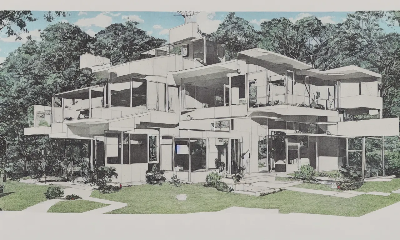 Image similar to detailed blueprint for a 3bd 2ba house, 1959, architectural plan