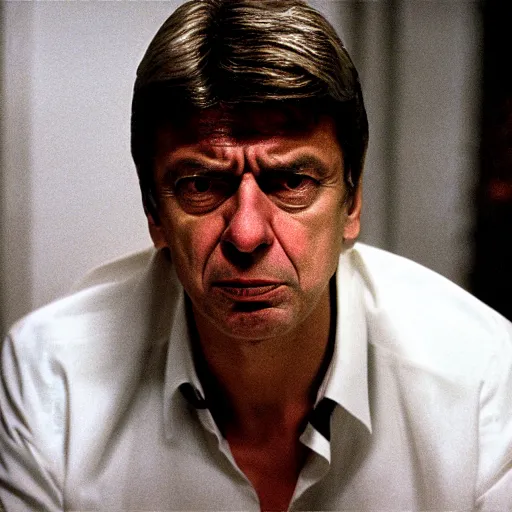 Image similar to Arsene Wenger as Scarface, cinematic, sharp focus, movie still, atmospheric, 8k,