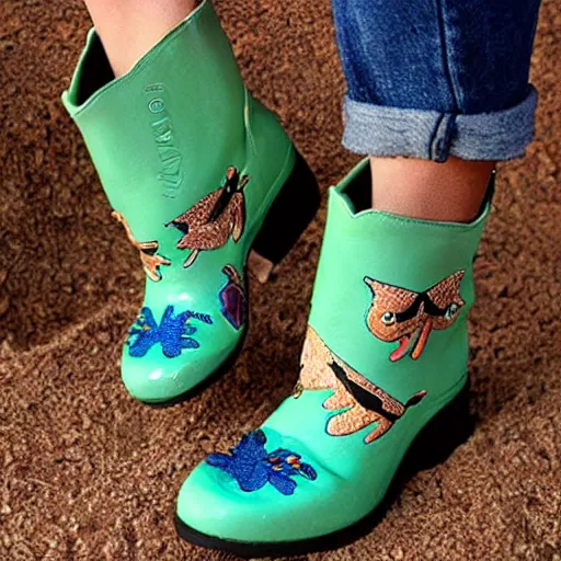 Prompt: frog themed boots