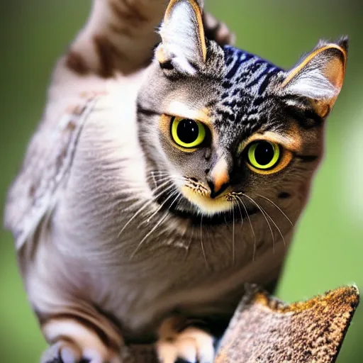 Image similar to a feline owl - cat - hybrid, animal photography