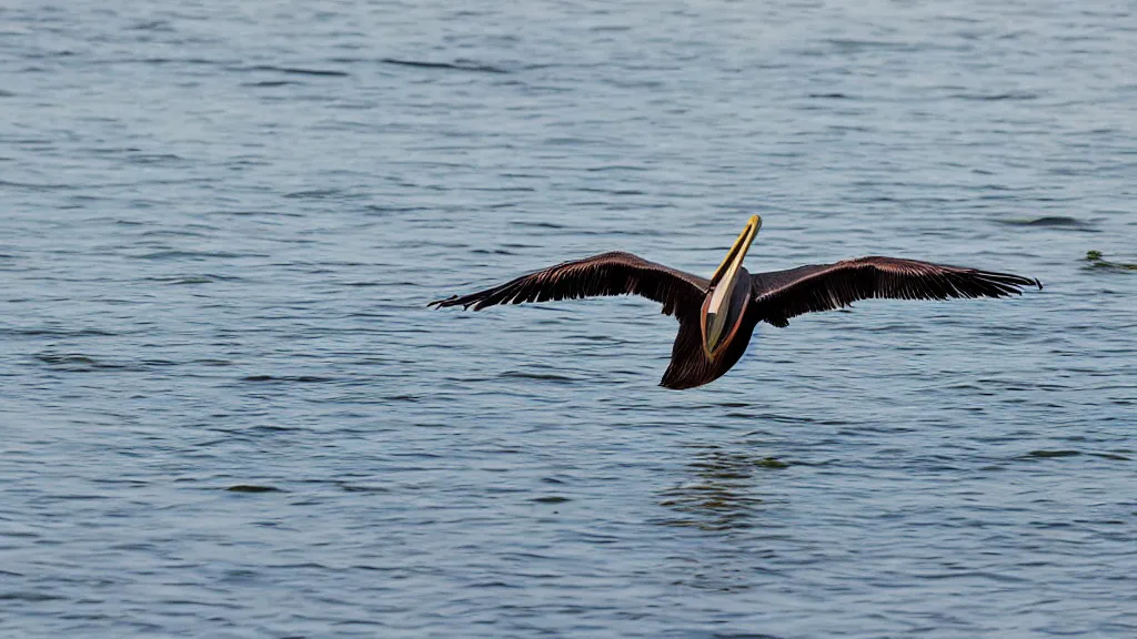 Image similar to wildlife photography, a brown pelican, gliding across the beach front on Stewart beach Galveston at sunset, award winning photography