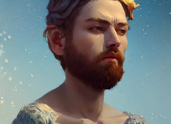 Image similar to wide view picture of a lord sitting on the thrones, lighting eyes, magic and fantasy, floating, highly detailed face, specular reflection, occlusion shadow, intricate, bokeh, masterpiece, by ilya kuvshinov and jeremy lipking and quentin mabille