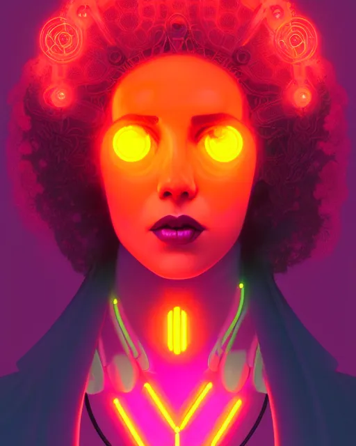 Image similar to symmetry portrait of poly styrene, neon, day glo, mannequin, sci - fi, tech wear, glowing lights intricate, elegant, highly detailed, digital painting, artstation, concept art, smooth, sharp focus, illustration, art by artgerm and greg rutkowski and alphonse mucha