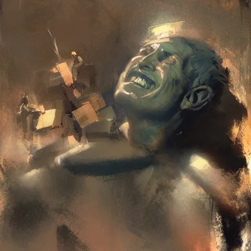 Prompt: a depressed man in a happy world, heavenly, beautiful, craig mullins