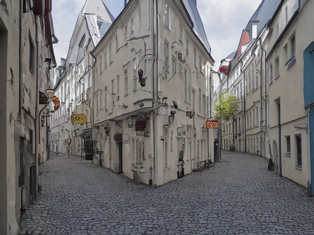 Image similar to Estonia streets of Tallinn as a PS1 first person video game