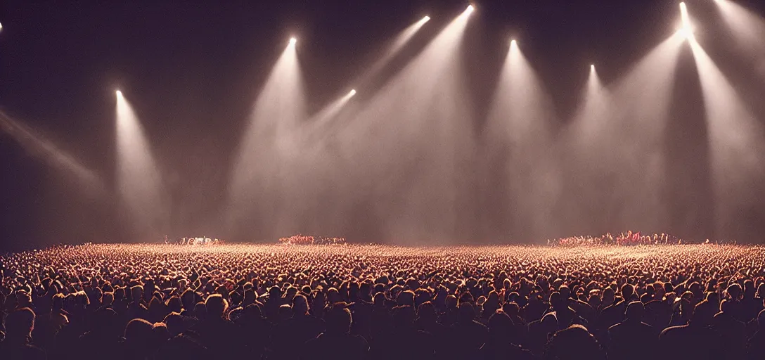 Image similar to a very high resolution image from a new movie. a beautiful concert during the night. photorealistic, photography, directed by stanley kubrick