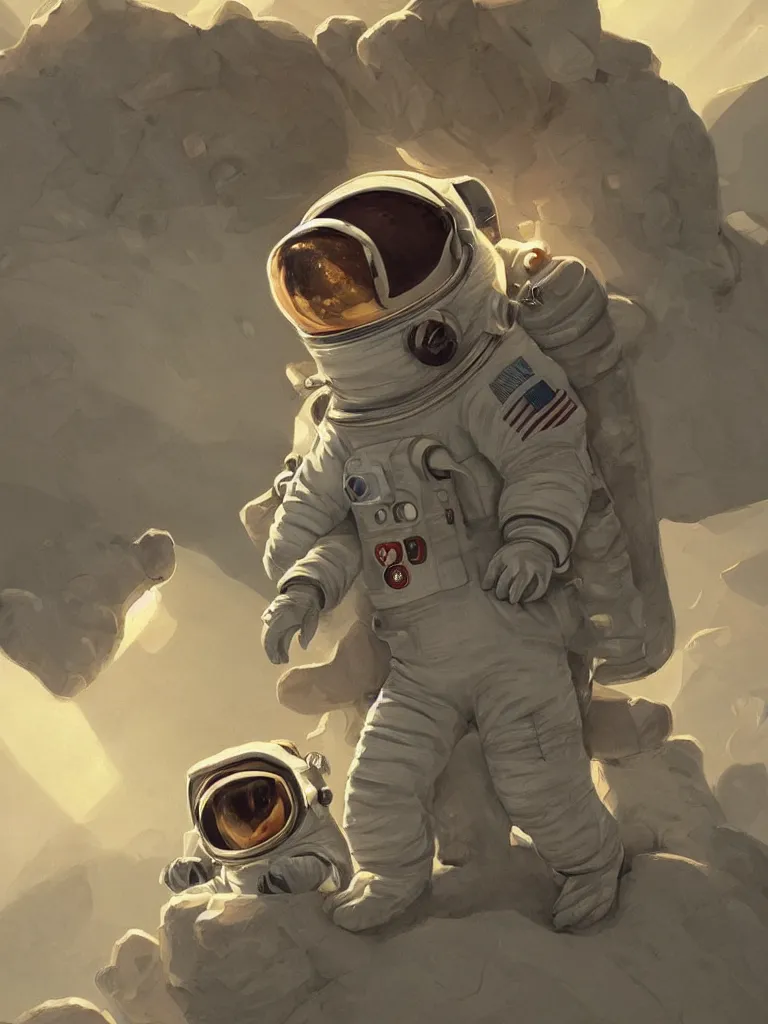 Prompt: an adorable chipmunk in an astronaut suit on the moon, warm lighting with cool shadows, digital painting, detailed, trending on artstation, in the style of dominik mayer thomas dubois, gaston bussiere