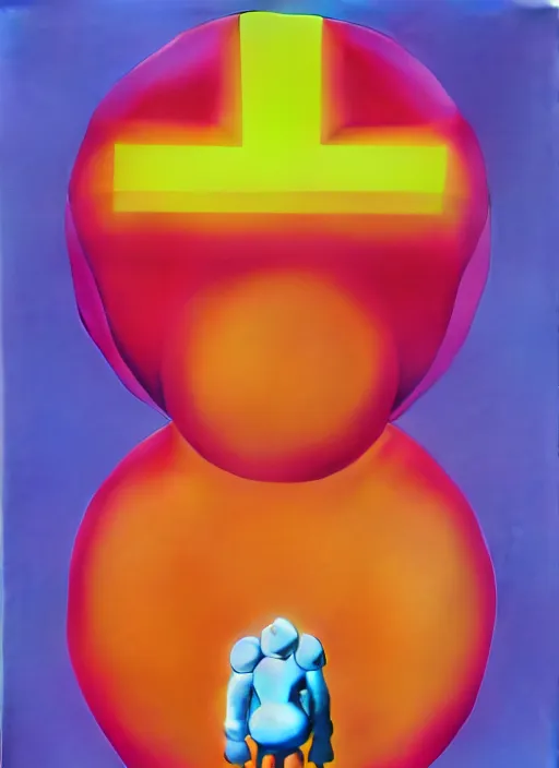 Image similar to illustrated bomb by shusei nagaoka, kaws, david rudnick, airbrush on canvas, pastell colours, cell shaded, 8 k
